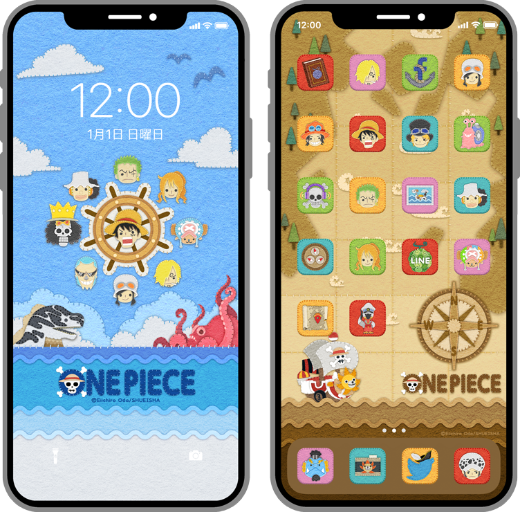 もこもこ可愛い フェルト風 One Piece 壁紙 アイコンきせかえが